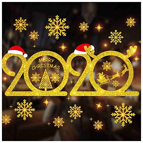 Preisvergleich Produktbild AMP WeihnachtsstickerWeihnachten Fensterdeko - Wiederverwendbare winterliche Fensterbilder weiß Winterwald mit Sterne Weihnachten Fensterdeko ohne transparenten Hintergrund