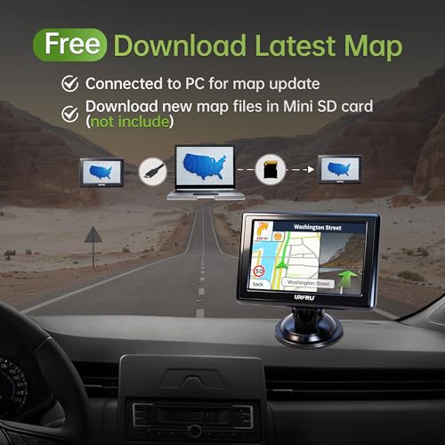 GPS Navigator for Car, Small Size for Limited Cab, 2026 Offline Map with Free Updates Lifetime, 5-inch Touchscreen, Satallete Navigation, Voice Guidance, Speed & Traffic Alerts, Custom Car Routing by URFRU - Used condition - Image 3