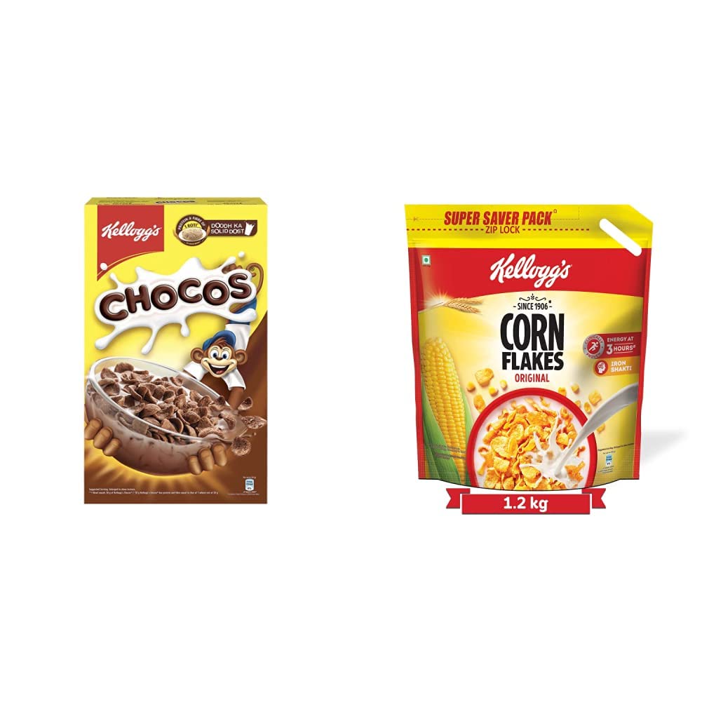 Kellogg's Combo, Kellogg's Chocos, High in Protein, B Vitamins, Calcium and Iron, 700g and Kellogg's Corn Flakes Original, 1.2 kg-picture-31