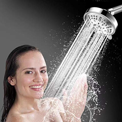 High Pressure Fixed Shower Head, Hopopro Upgraded 9 Settings Adjustable Bathroom Shower Head 4 Inch Multi-functional Wall Mount Fixed Showerhead Rotatable Rain Showerhead for Low Water Flow