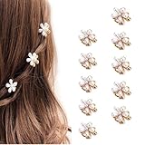 Clips de pelo de estilo dulce: las pinzas de pelo de perlas están hechas de perlas artificiales y materiales de aleación, las perlas blancas están dispuestas en forma de flores de margarita, incrustadas en clips de garra dorados, añadiendo dulzura a ti
