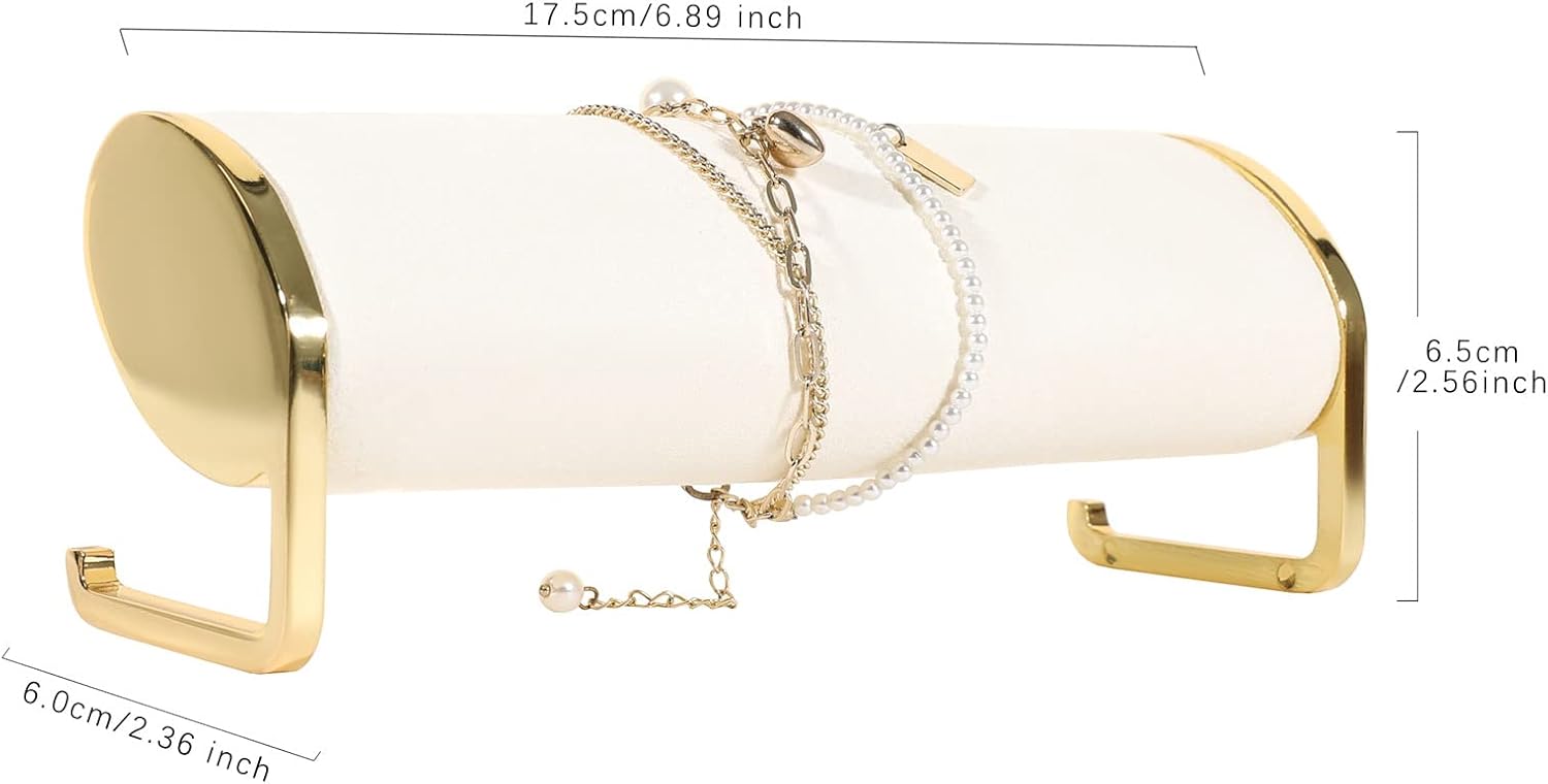 GemeShou Beige velvet bracelet display for selling, bangle organizer and storage for show, watch holder stand gold jewelry holder for woman【Long bracelet organizer-Beige】 - Image 4