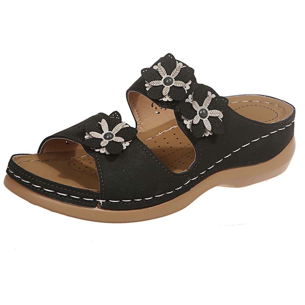 Sandales orthopédiques compensées plateforme d'été confortables peep toe - 8