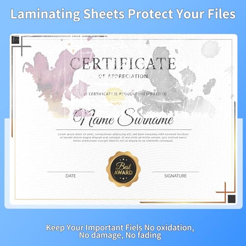 Thermal Laminating Sheets, 9” x 11.5” Laminating Sheets, 3 Mil Thickness Clear Laminating Pouches, Compatible Thermal Laminators, 50 Packs.