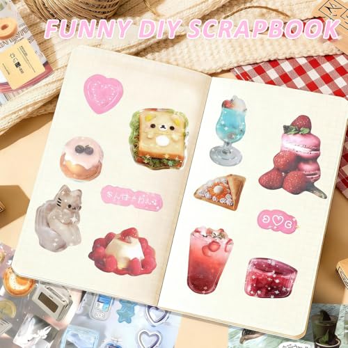 Image of 45-Sheet Japanese Sticker Book with 800+ Kawaii Manga, Retro Aesthetic Scrapbook and Journal Stickers for Planners, DIY Crafts, Kids Scrapbooking and Creative Decoration (#F)