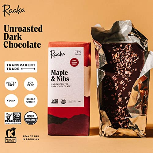 Raaka Chocolate Refined Sugar Free Dark Chocolate Pack | Gourmet Dark Chocolate Gift | Organic, Kosher, Vegan, Gluten Free, Soy Free, Fair Trade, Paleo, Cane Sugar Free | 1.8Oz Bars, 3-Pack #TOP4