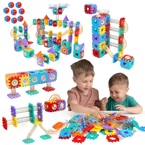 234-Piece Marble Run Track Building Blocks Toy Set, AOSITE Marble Race Construction Kit for Kids Ages 3,4,5,6,7,8,9,10,11,12, Creative Marble Track Game with Marbles for Boys and Girls Gift
