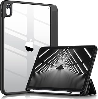 Compatible with iPad (A16) 11th Generation Case 11 Inch 2025, for iPad 10th Generation 10.9 Inch 2022 with Pencil Holder, Trifold Stand Protective Clear Back Shell, Auto Wake/Sleep, (Black)