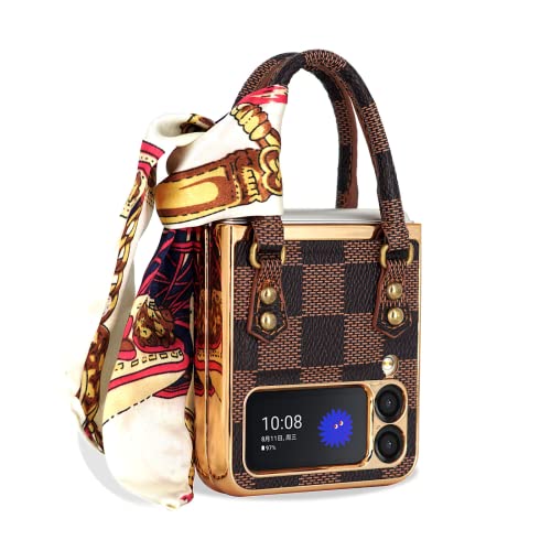 Capa para Samsung Galaxy Z Flip 4 / Flip 3, capa Flip3 estilo bolsa, capa Flip4 de luxo com textura