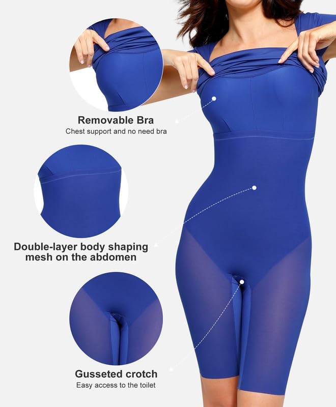 Popilush Shapewear Dress Low Back Midi Dress with Build in Shapewear Short Sleeve Casual Summer Dress for 2025 Trending - Image 3