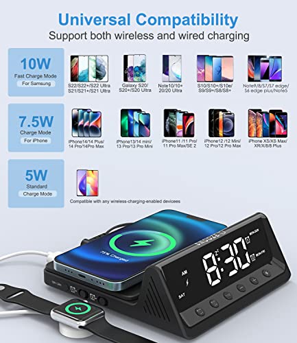 Alarm Clock For Heavy Sleepers Adults, Teenagers, Kids - Digital Alarm Clock With Wireless Charging, Dual Alarm(7-5-2), Usb Charger, Dimmable, Calendar - Simple Loud Alarm Clocks For Bedrooms Dorm #TOP2