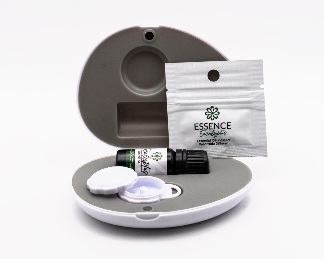 Essence Pearl Travel Case - Wearable Aromatherapy Kit with Nasal Diffuser Rings, Soaking Bay, and 5mL Essential Oil – Portable Wellness Gift Set for
