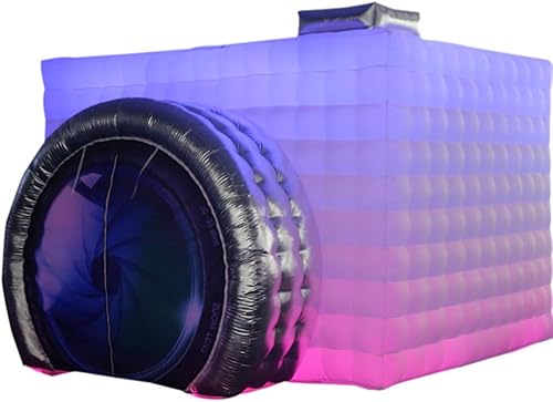 SAYOK - Caja inflable para cabina de fotos (blanco, 11.5 x 9.2 x 8.2 pies) con forma de cámara y soplador, telón de fondo para cabina de fotos para