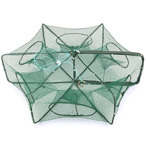 Homesen Rede de pesca dobrável Hexágono 6 furos Rede de pesca de gaiola de camarão Armadilha de isca