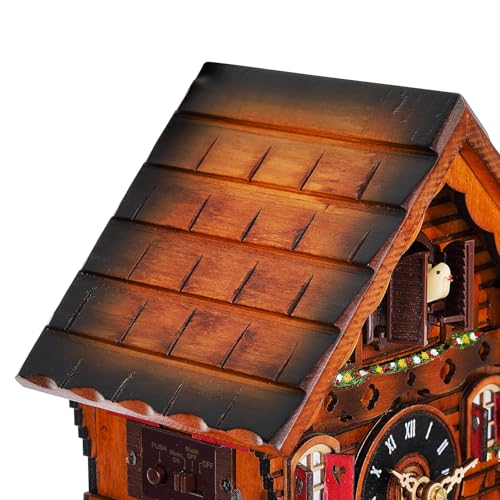Kintrot Cuckoo Clock Traditional Black Forest Clock Antique Wooden Pendulum Quartz Wall Clock thumb #4