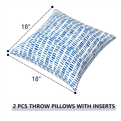 Twlear Outdoor Pillows For Patio Furniture 18X18 Inch, Square Throw Pillows With Inserts, Decorative Toss Pillows For Garden Couch Home Sofa Office Chair, Pack Of 2, Pebble Blue #TOP2