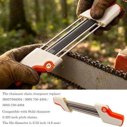 HABZTOUYI 56057504304 Chainsaw Chain Sharpener, 2 in 1 File Chain Saw Sharpener Tool, Fit for Stihl, 0.325 in LP 3/16 in (4.8mm) Chainsaw Chain