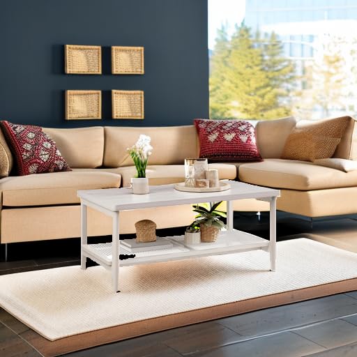 VASAGLE 2-Tier Coffee Table for Living Room, Living Room Table Rectangular Center Table, with PVC Rattan Storage Shelf, Rounded Corners, Easy Assembly, Boho Style, Oatmeal Beige ULCT240K66 by VASAGLE - Image 2