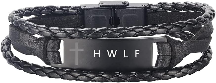 ZKXXJ Braided Leather/Stainless Steel Christian Cross WWJD and HWLF Bracelets for Men Women - What Would Jesus Do ? He Would Love First, Inspirational Religious Reminder Jewelry Birthday