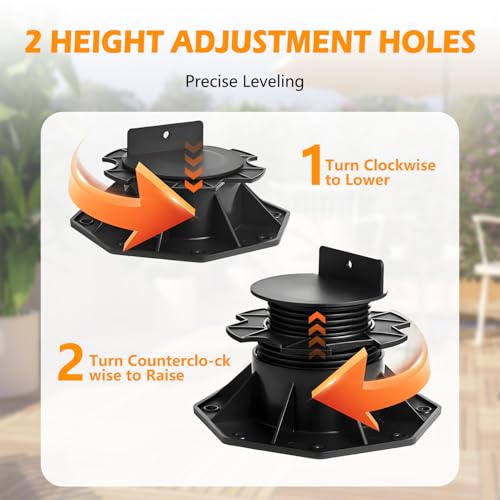 12Pack Adjustable Deck Support Pedestal Deck Foundation Base Support，Used for Floating Deck Platform Deck Floor Height Adjustment Raising, Adjustment Raising from 2-3/8" to 5-1/2", Black by YHMYOALU - Used condition - Image 4