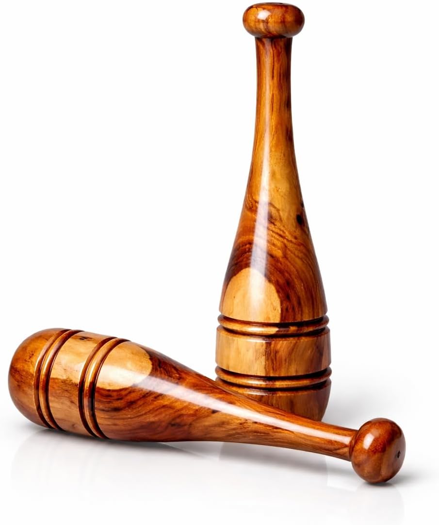 HIH Enterprises - Indian Clubs (2 Pcs) Workout Mace – Solid Sheesham Wood (Rosewood) Tight Grip Weighted Club for Strength Training & Exercise
