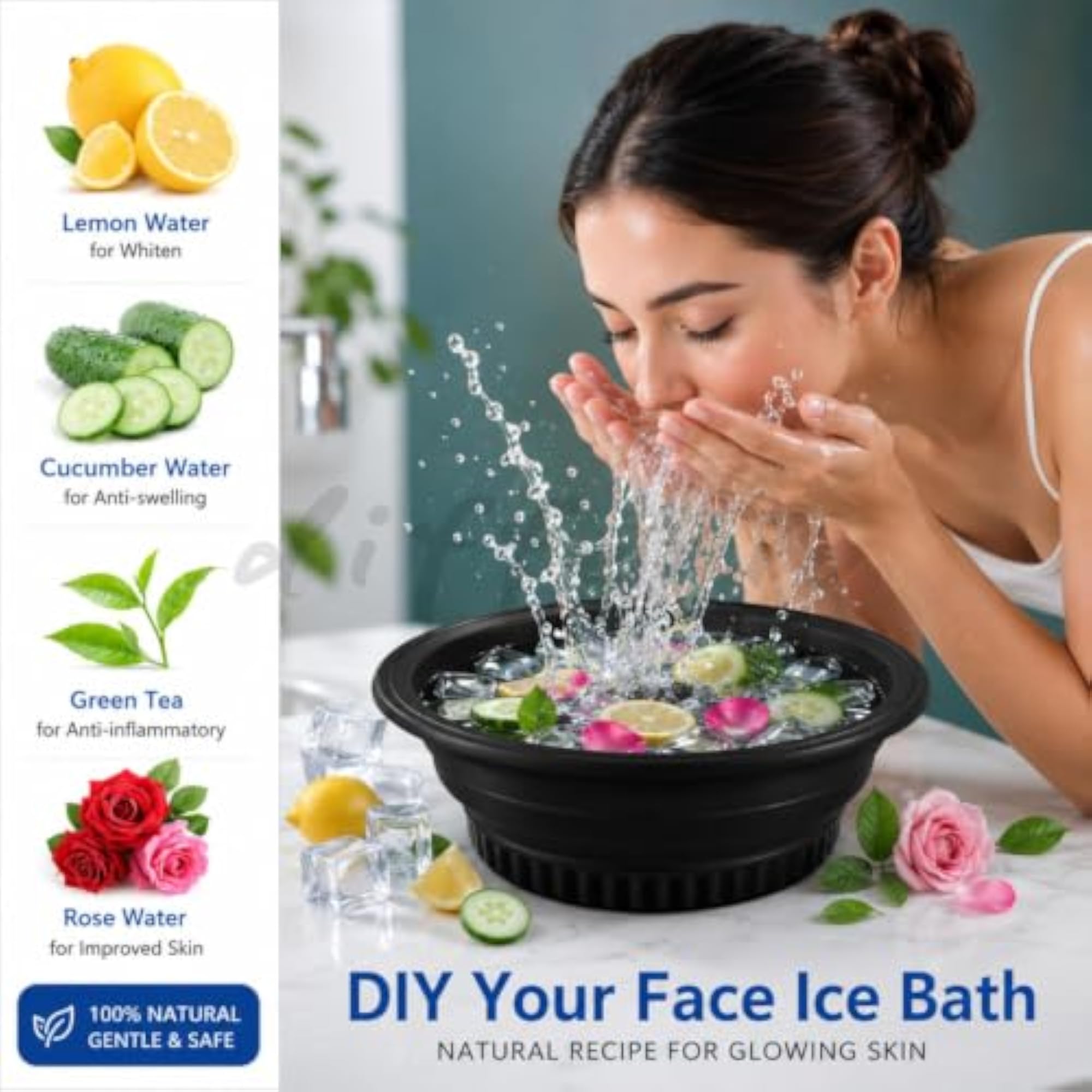 Silicone Collapsible Face Bowl with Built-in Ice Tray