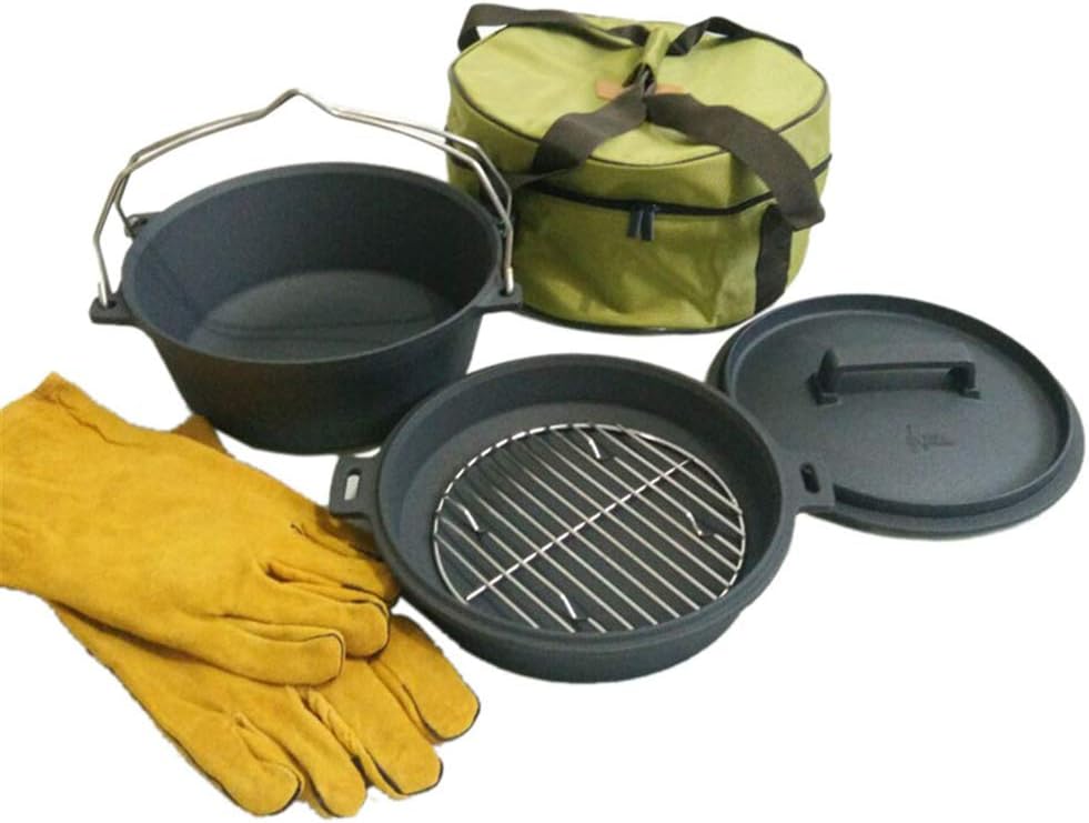 5 Quart All-Round Camp Dutch Oven with Dual Function Lid Casserole Pot Chef Cast Iron Cookware Pre Seasoned Griddle Great for Deep Frying