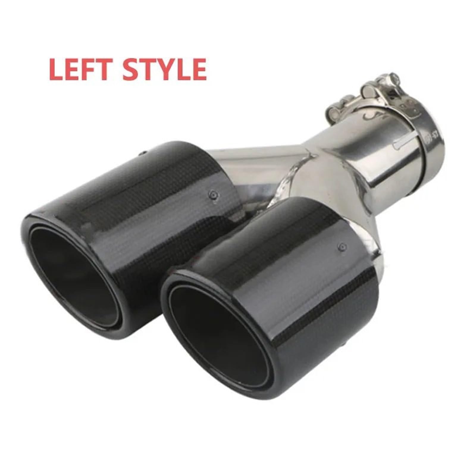 Car Silencer Lewe prawe końcówki wydechu z włókna węglowego, podwójna końcówka ze stali nierdzewnej, tłumik wydechowy w stylu Y, tuning akcesoriów samochodowych(1 right glossy)