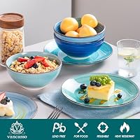 Geschirrset 12 Personen, vancasso Bonita 48tlg Tafelservice Steingut, modernes Ess Teller set und Schalen Set mit je 12 Speiseteller, Salatteller, Suppenteller und Schalen – Ansicht 3