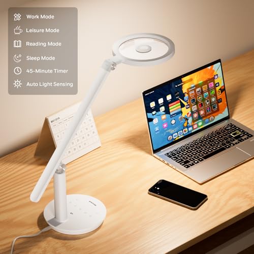 Image of Honeywell H6 Desk Lamp for Home Office, Dimmable Reading Table Light, White