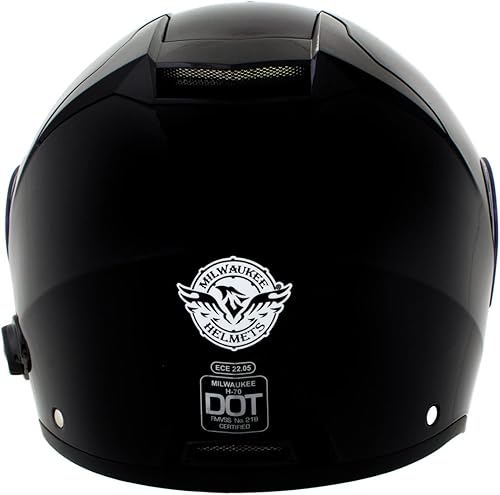 Miniatura 6 de Milwaukee Helmets H7000 Casco de motocicleta inalámbrico de cara completa modular negro brillante MayDay - Stream Music-llamadas telefónicas