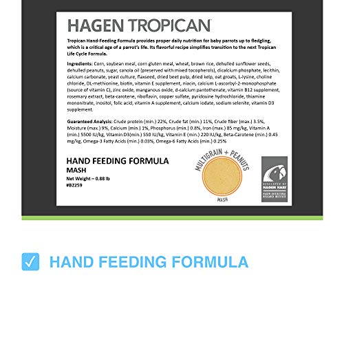 Hari Tropican Bird Food, Hagen Parrot Food Hand Feeding Formula, Easy To Mix, 14 Oz Bag #TOP1
