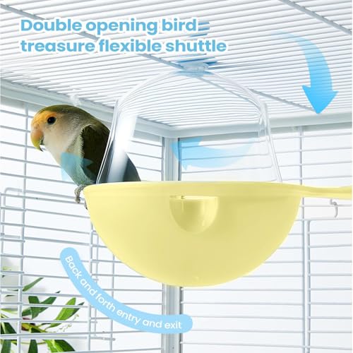 Baño para pájaros grande con diseño interactivo, accesorio de jaula loros 5