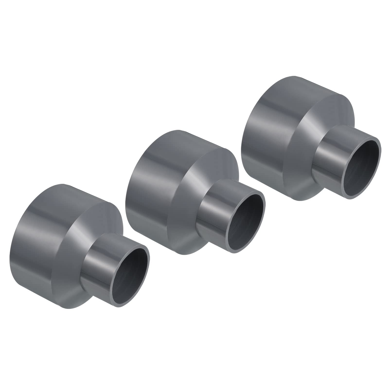 PATIKIL PVC Reductor Tubo Montaje 50x32mm, 3 Paquete Recto Acoplamiento Adaptador Conector, Gris — view 48