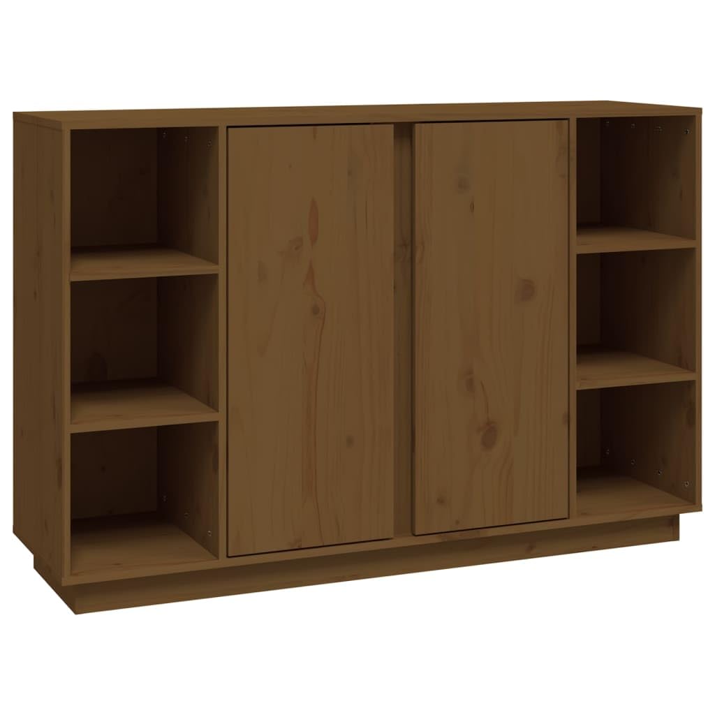 Cómoda de madera maciza de pino 120 cm, aparador rústico acabado marrón miel