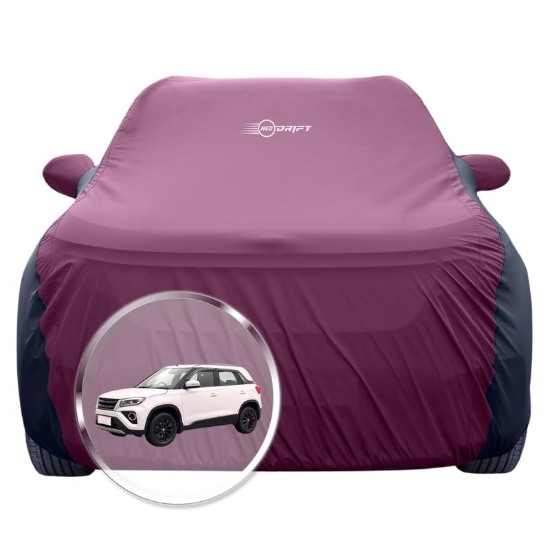 Image of NEODRIFT 'SuperTech' Car Cover for Toyota Urban Cruiser (100% Water-Resistant, All Weather Protection, Tailored Fit, Multi-Layered & Breathable Fabric) (Colour: Maroon+Black)