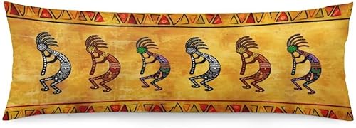 Funda de almohada de cuerpo rústico del suroeste nativo americano Kokopelli étnico tribal largo protector con cremallera, fundas de almohada