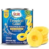 Dole Canned Fruit, Tropical Gold Pineapple Slices in 100% Pineapple Juice, Gluten Free, Pantry Staples, No Sugar Added, 15.25 Oz