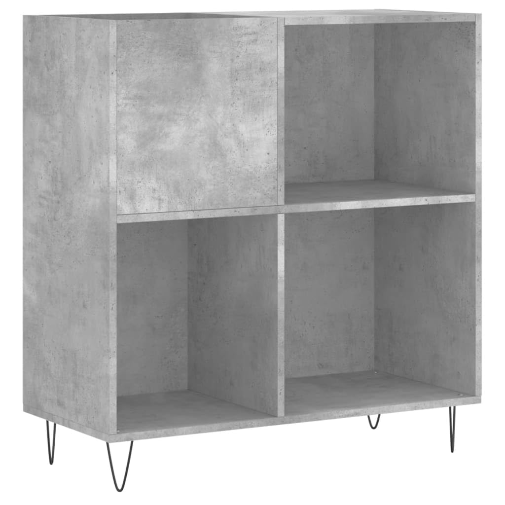Mueble Discos Madera contrachapada Gris hormigón 84,5x38x89 cm, Estanteria CD, Mueble Tocadiscos, Mueble para Discos, Mueble para Vinilos, Mueble para Tocadiscos - 831776