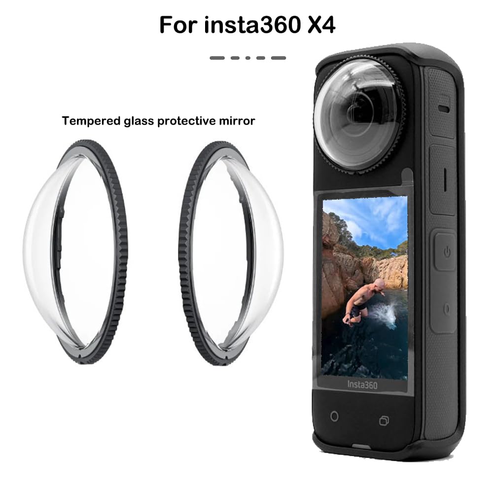 JORIXXY Tempered Glass Lens Guard with 3x Tempered Glass Screen Protector for Insta 360 X4, 9H Hardness, Full Coverage, Electroplating Coating, HD Clarity