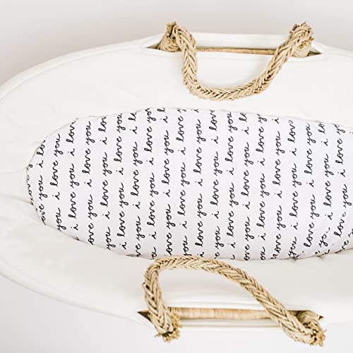 Nodnal Co. Black/White Bassinet Fitted Sheet - 100% Cotton Unisex For Baby Girl/Boy - I Love You, Plaid And Abstract Polka Dots Universal Fitted Cover Sheets (I Love You) #TOP21