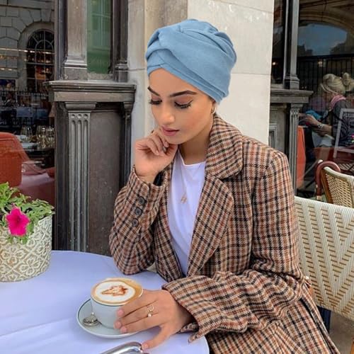Image of DRESHOW African Women Turban Head Wrap Cross Knot Headwear Twisted Hair Cover Wrap Bonnet Hair Loss Hat for Women Chemo Cap for Cancer Patient