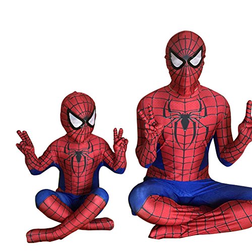 スパイダーマン　全身タイツ　弾力と伸縮性あり ライクラ　赤　子供用 大人用 120-130cm コスチューム コスプレ衣装 　仮装 変装　誕生日 プレゼント　ハロウィン　イベント