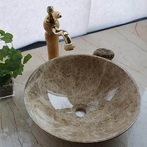 Light Emperador Marble Round Vessel Sink Full Polished