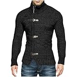 Muscularfit Mens Sweaters Cardigan Zipper Fashion Vintage Long Sleeved Knitted Cardigan Jacket Slim Warm Coat Outdoor Fashion Mens Fall Fashion Black XL
