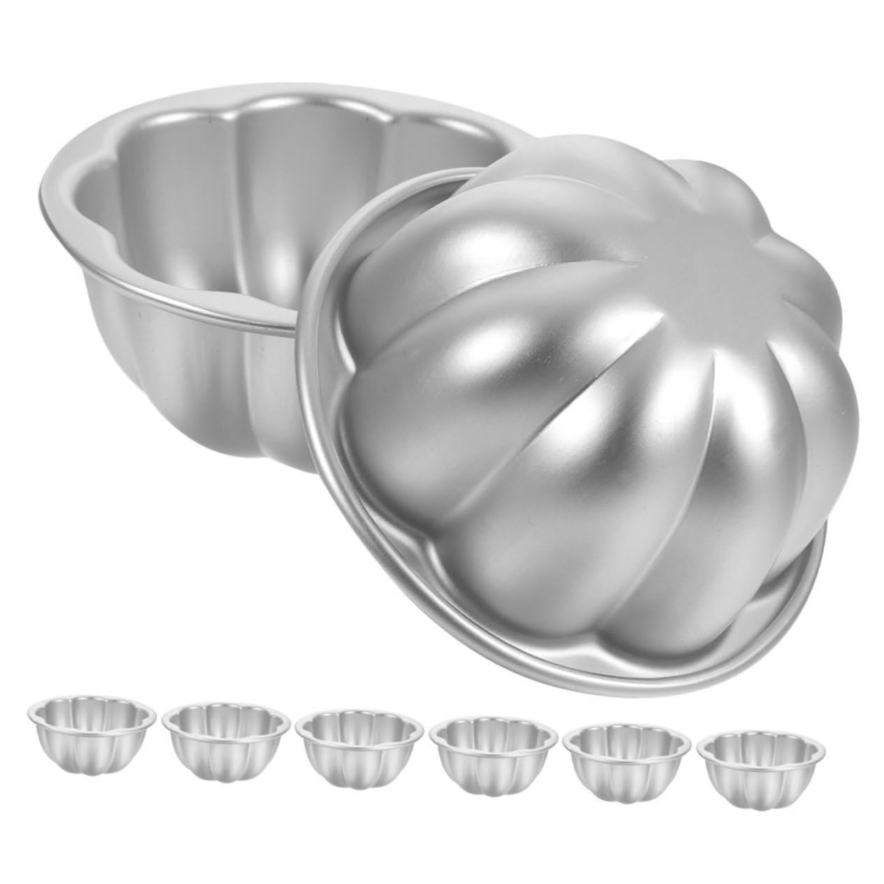 Cabilock 8pcs Aluminum Alloy Flower Shape Cake Molds Non Stick Egg Tart Pudding Jelly Molds for Baking Pastries Muffins and Desserts Versatile Baking Tools for Home and Professional Use