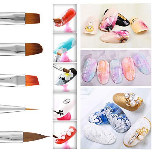 MWOOT French Nailart Nagelpinsel, 5 Stück DIY Nagelkunst Pinsel, Gel Nagel Zeichnen Pinsel, Nagel Pinsel Set für… – Bild 2