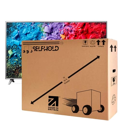 SelfHold 86" Cardboard TV Moving Box 2100 x 200 x 1200mm With Hand Holes | Heavy Duty Double Wall Packaging for Large Screen Television Shipping, Storage & House Removals