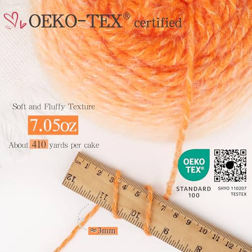 Image of Katech Ombre Yarn for Crocheting-Large Skein of Gradient Yarn Cake-2 Pack of 200g /7.05 oz-80% Acrylic,20% Nylon- #4 Medium-Perfect for Star Blankets, Scarves, Shawls and Garments (H)