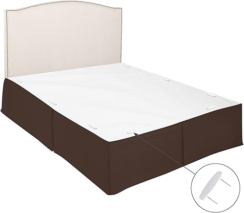 Clara Clark Falda de cama plisada – Caída a medida de 14 pulgadas – Volantes de microfibra de lujo – Incluye 8 pines, tamaño individual, color